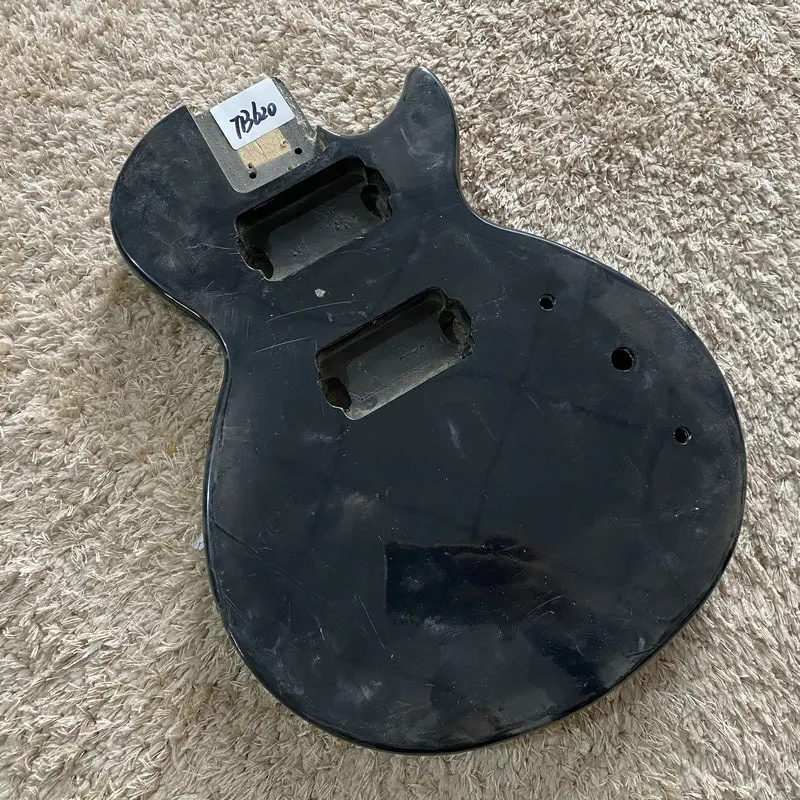 Unfinished Electric Guitar LP Guitar Body Black Color Solid Basswood Bolt-on DIY&Replacement Guitar Parts TB620