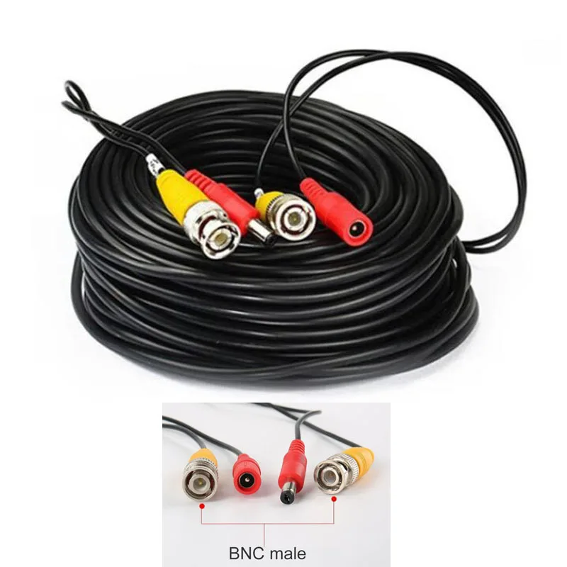 5M/10M/20m/30M BNC male Cable Output to DC 5.5x2.1mm Plug extension wire cord for Analog AHD Surveillance CCTV DVR Camera q1