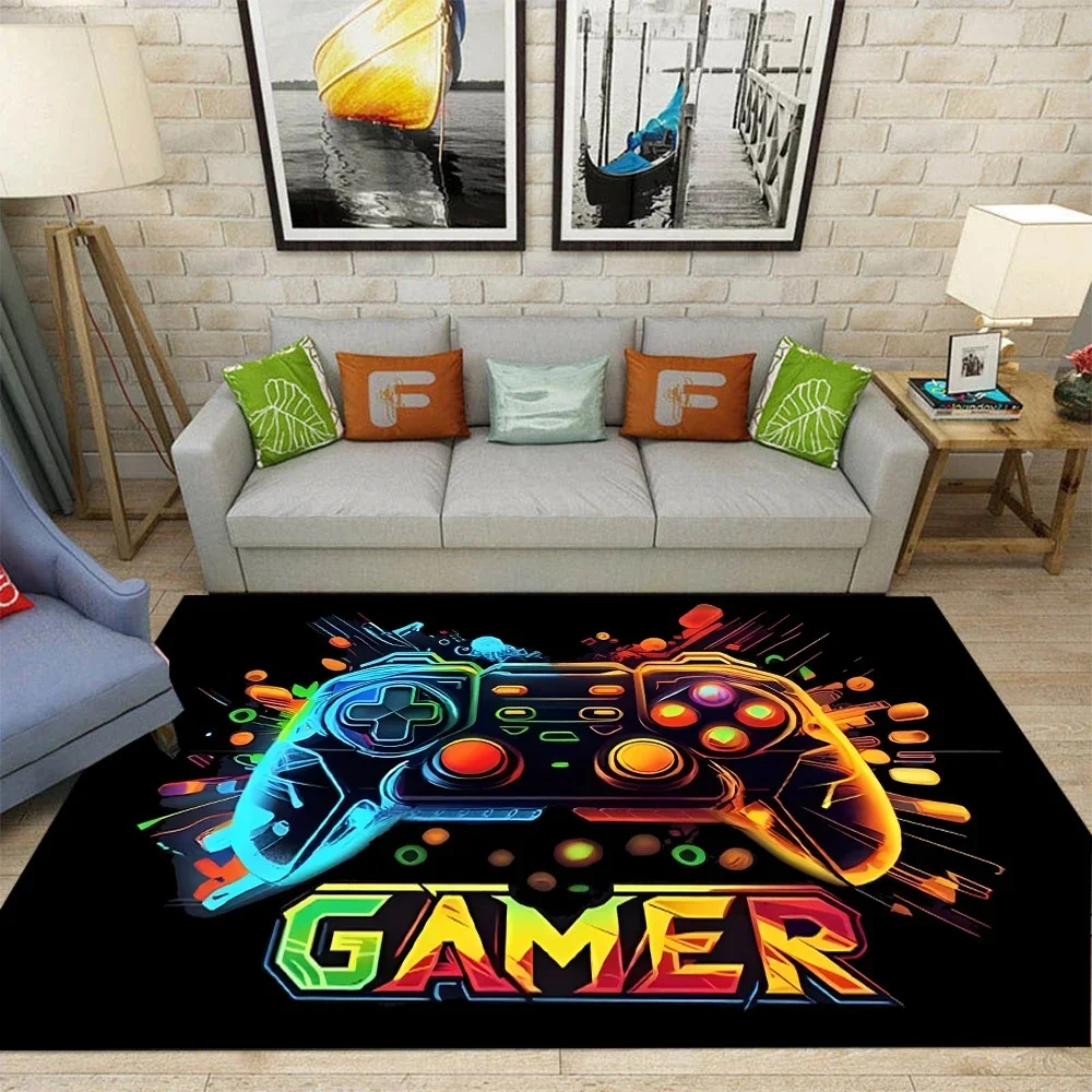 VIKAMA Game Controller Carpet Boy's Room Decoration Non-Slip Easy-to-Clean Bedroom Mat Children's Crawling Mat Home Decor