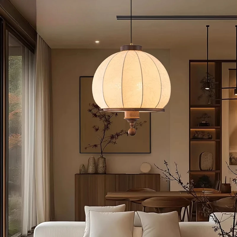 

Традиционные подвесные светильники: деревянные люстры с тканевым абажуром для гостиной, кабинета, чайной, столовой, ретро-светильники