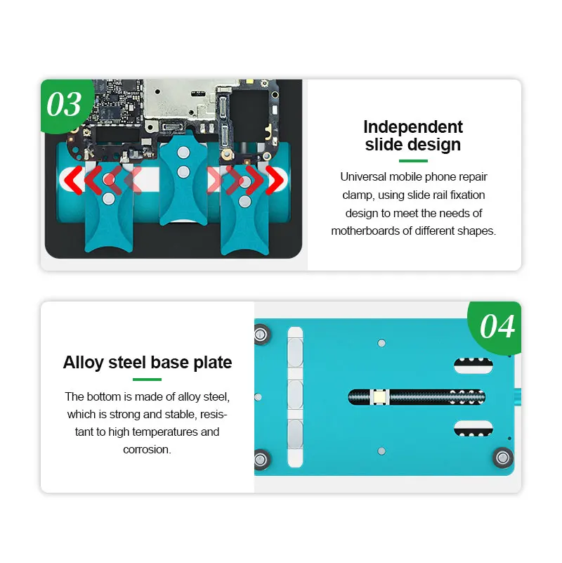 RELIFE RL-601L PLUS Universal Doppel-slot Motherboard Leuchte Telefon IC Chip BGA PCB Motherboard Jig Board Halter Reparatur werkzeuge – Detail 13