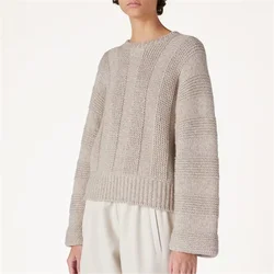 Mashu Crewneck Sweater For Women Fitted Cut And Oversized Sleeves Knitwear 2024 New Luxury Design Pullover