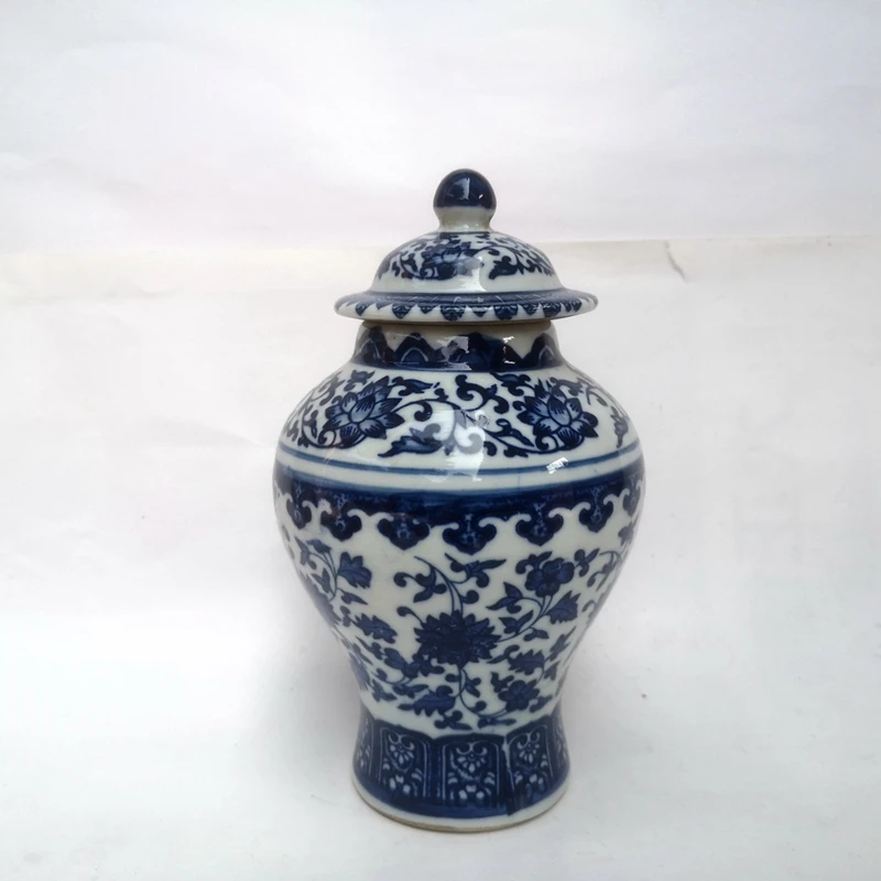 YIZHU CULTUER ART Size 7 Inch Collection Chinese Old blue-and-white Porcelain Flower Tea Vase Jar Decoration Gift Collection