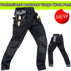 Bauskydd High quality Polycotton men's workwear wear-resistance multi-pockets cargo trousers black work pants men