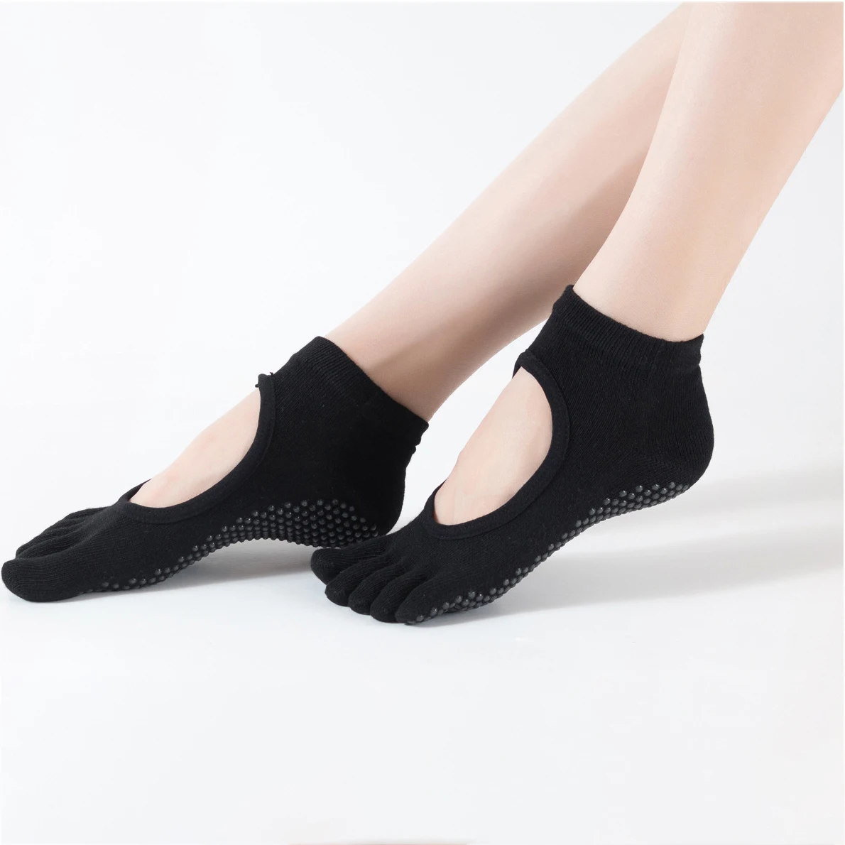 

Women Yoga Socks Professional Gym Fitness Pilates Dance Ballet Socks Breathable Backless Five Toe Seperated Anti Slip Sport Sock