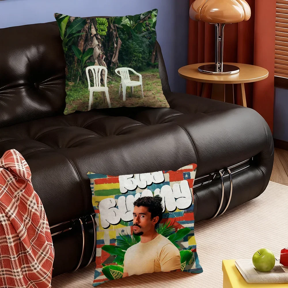 Singer B-Bad B-Bunny-S Cool cushion cover Soft Smooth Pillow Case Hidden Zipper Washable Decorative Couch Office Gift
