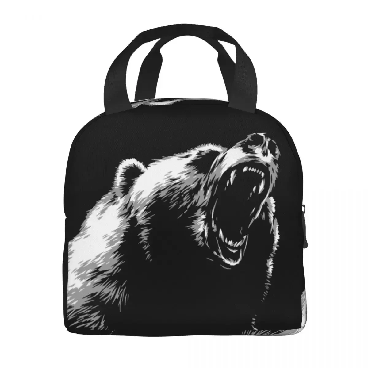 Angry Bear-fiambrera térmica portátil para niños y mujeres, bolsa de almuerzo para la escuela y la Oficina, bolsas de mano con aislamiento térmico