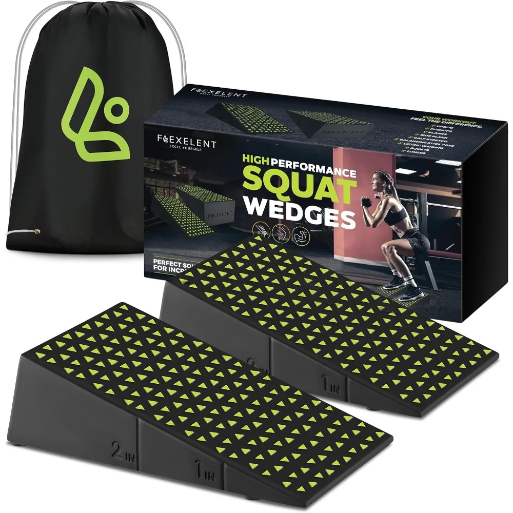 

Squat Wedge Block Pair, Calf Stretcher Slant Board for Squats, Calf Raise Block, Anti-Slip Heel Elevated Squat Wedge