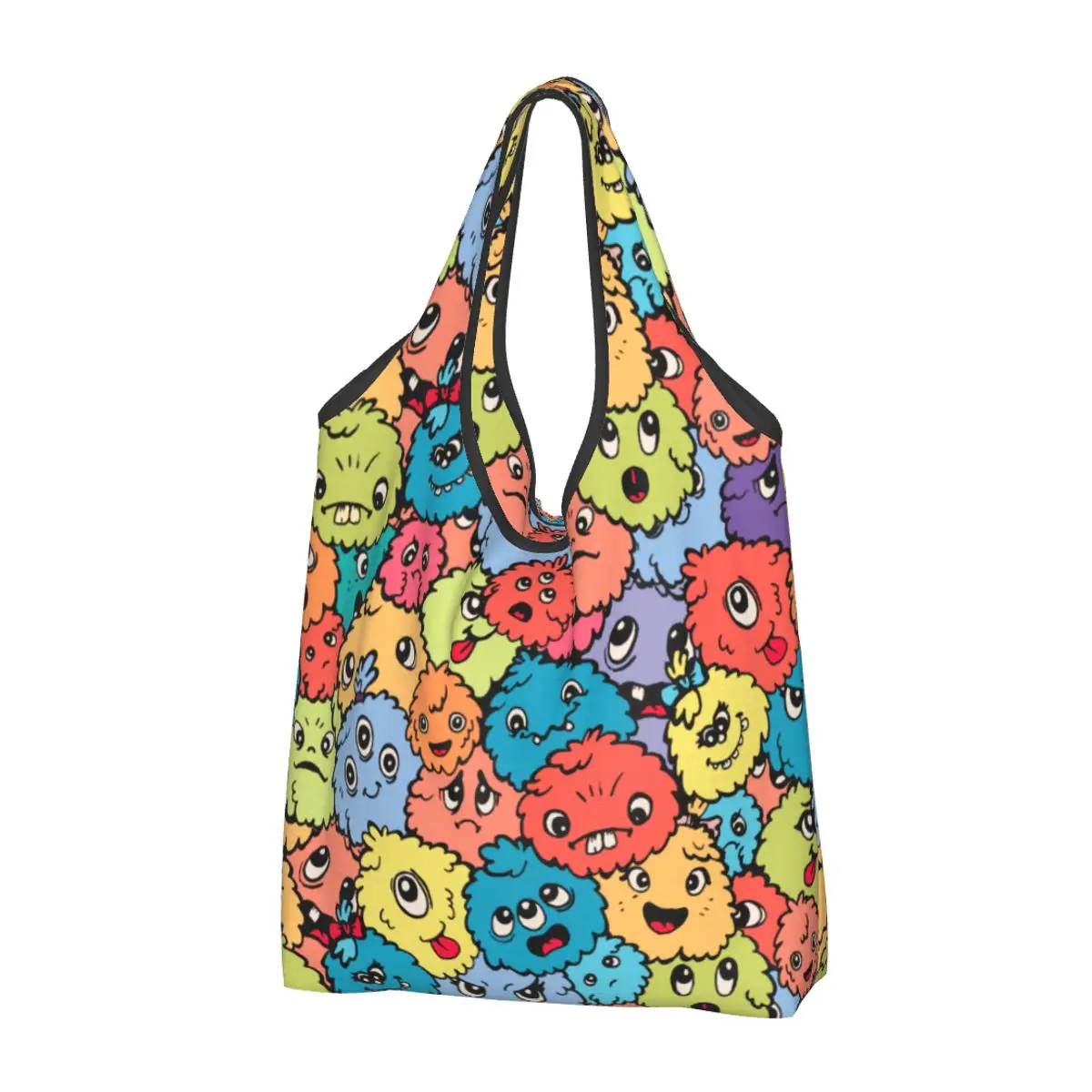 Plush Furry Monster Shopping Bags Reusable Grocery Tote Bags Large Capacity Recycling Bags Washable Handbag