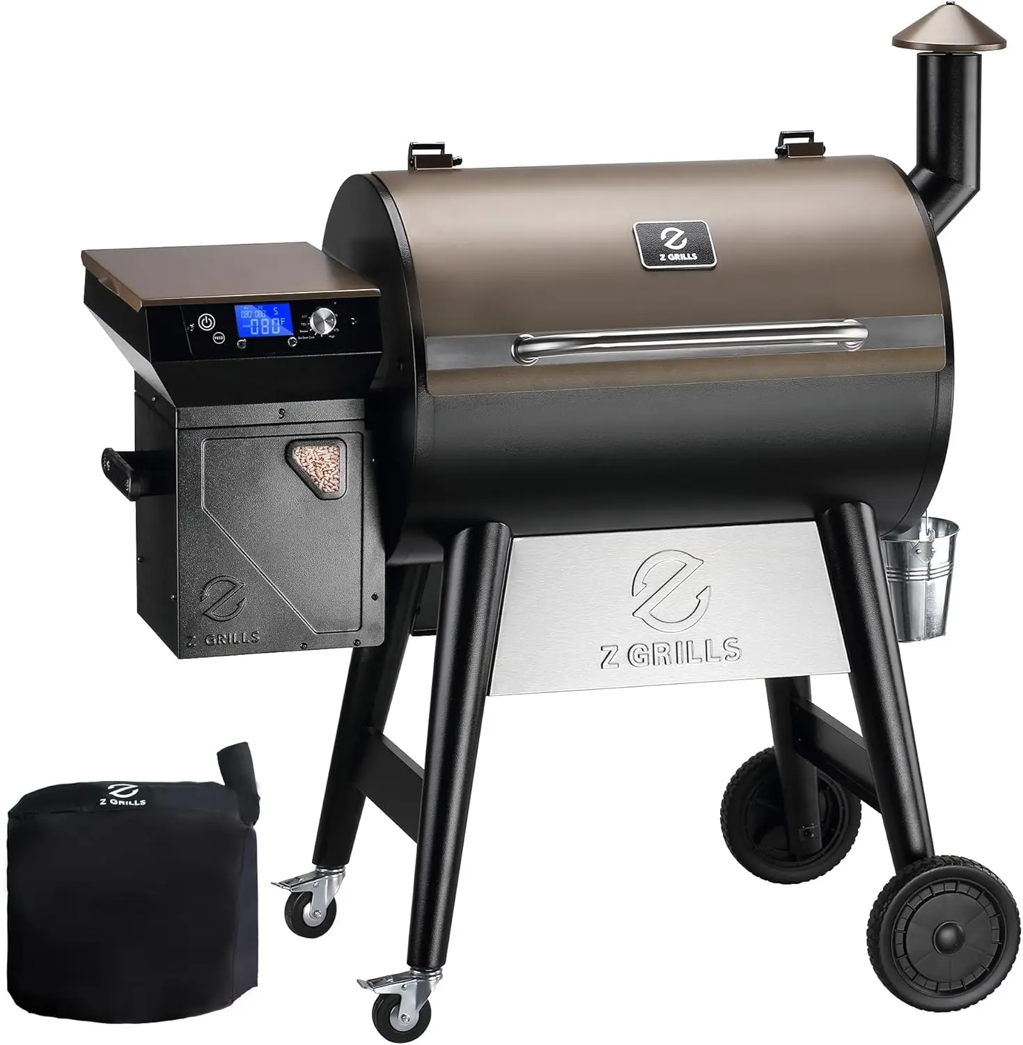 Grill Smoker with PID 2.0 Controller, 700 Cooking Area, Meat Probes, Rain Cover for Outdoor BBQ, 7002C