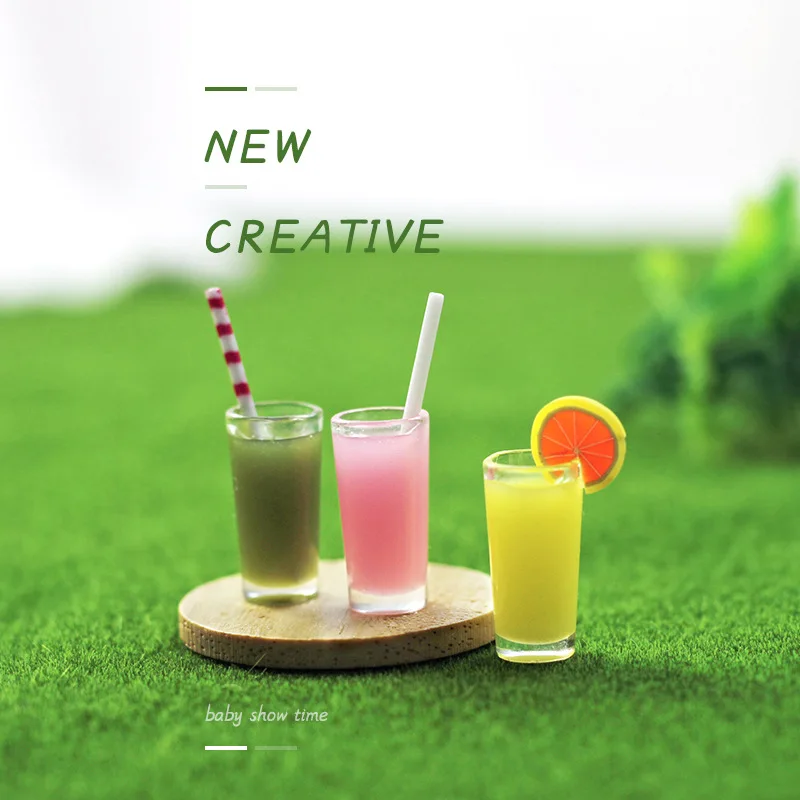 

1:12 Ob11 Model Ins Miniature Dollhouse Accessories Photography Props Mini Simulated Fruit and Vegetable Juice Toys Decor Props