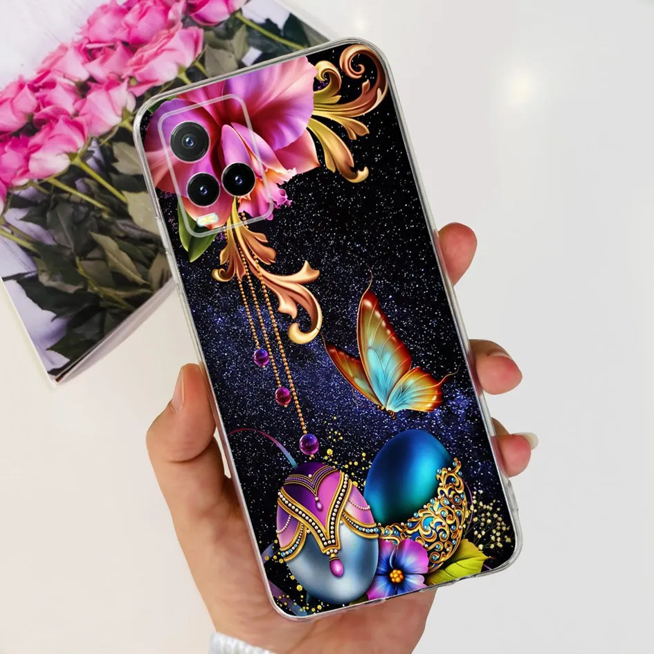 Voor Vivo Y 33S V2109 Case Nieuwe Stijlvolle Bloem Marmer Transparante Siliconen Zachte Achterkant Voor Vivo Y 21S Y 21T Y21a Y 21G Y 33T Fundas