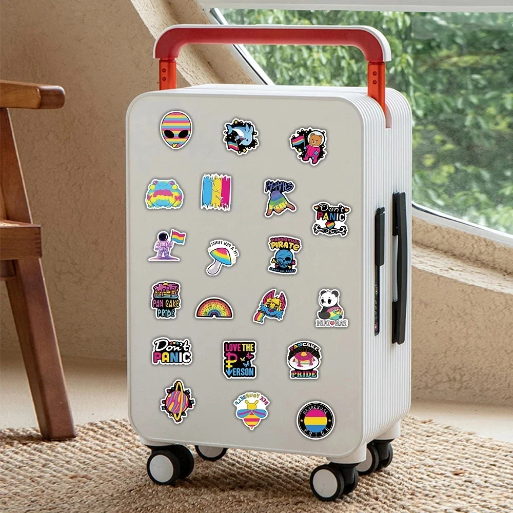 60 個パンセクシュアルプライド落書きステッカー漫画レインボー LGBT デカール装飾 DIY ラップトップギターノートブックヘルメット子供のおもちゃギフト