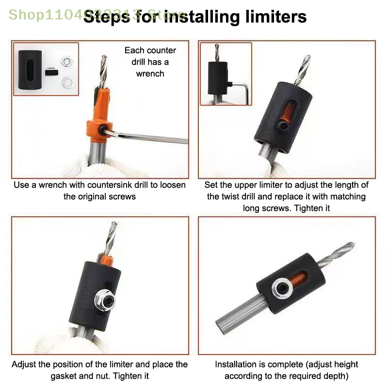 

1SET 8mm Woodworking Countersink Router Drill Bit Set Screw Extractor Router Bits Hole Punch Woodworking Tools For Wood Drilling