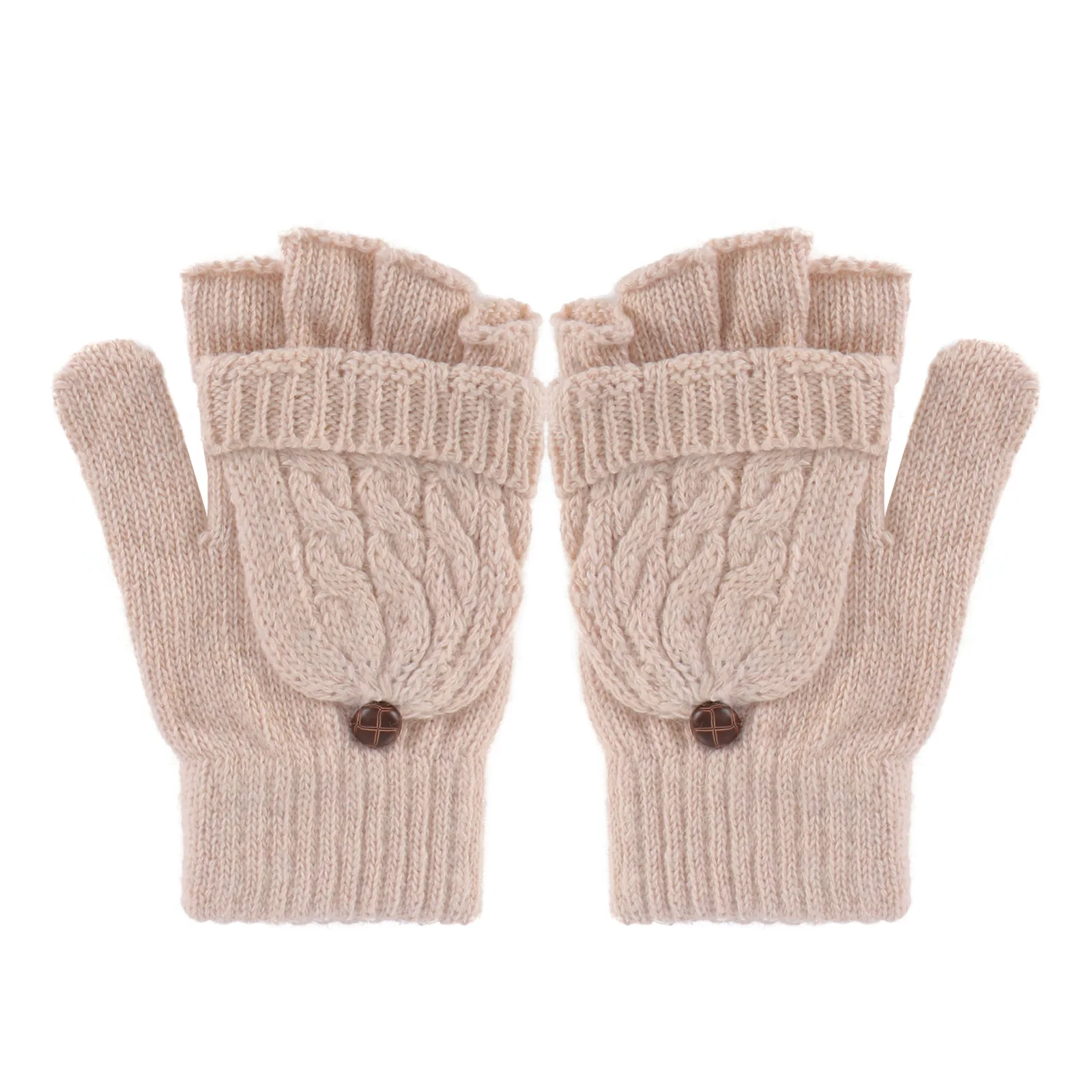 قفازات شتوية للنساء بدون أصابع، غطاء قفاز دافئ محبوك باللون الرمادي، تصميم قابل للفصل، خفيف الوزن ومحمول ومريح اللمس للبارد