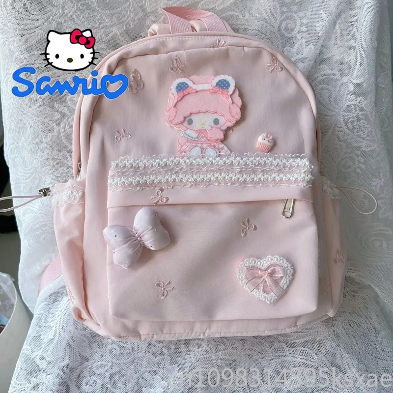 

Hello Kitty Backpack Student Girl Luxury Purse Handbag Cute Large Capacity Lace Double Shoulder for School Use