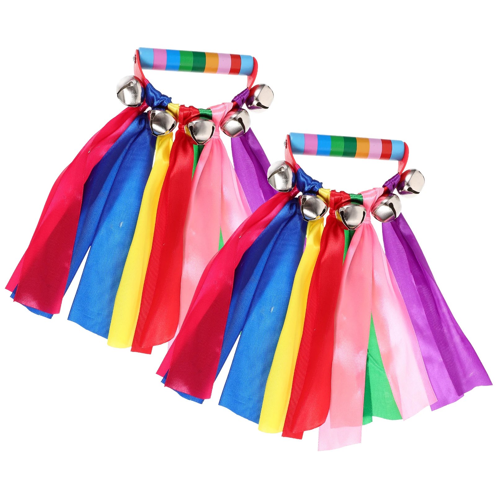

2pcs Ribbon Dance Props 25cm Colorful Tambourines Gymnastics Handheld Percussion Instruments Musical Playthings Kids Toys