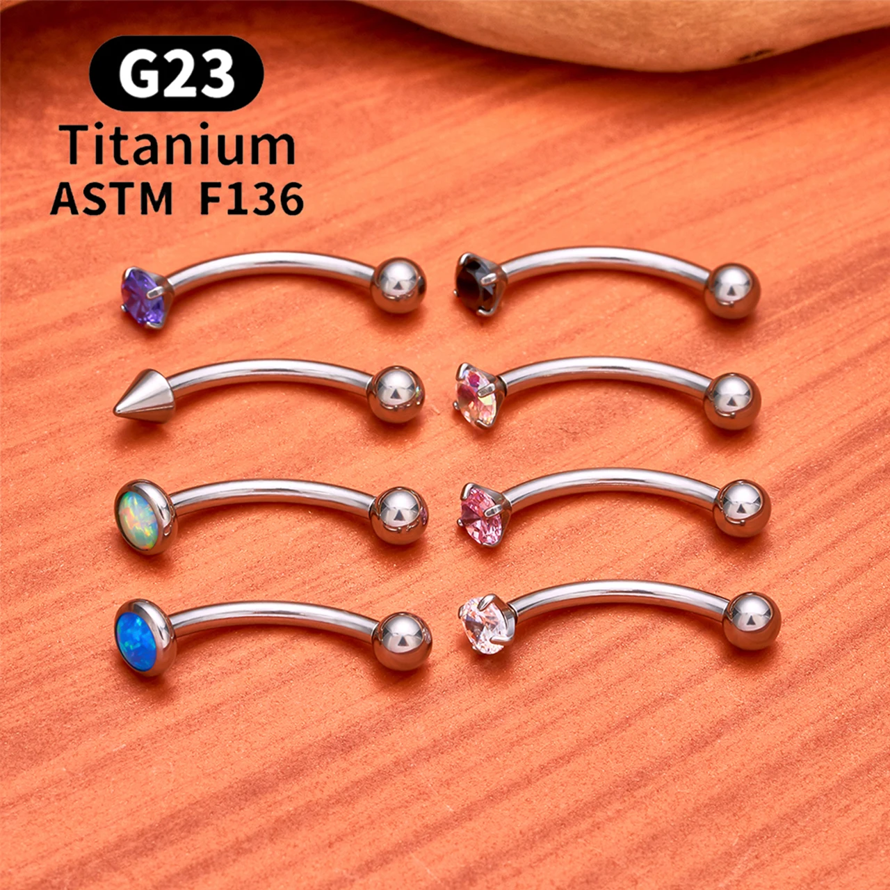 ASTM F136 Titanium Hexagram Rook Earring Curved Barbell Belly Rings 16G CZ Internal Thread Eyebrow Ring Body Piercing Jewelry view 4