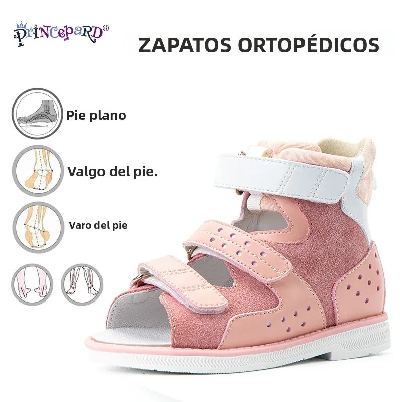 Princepard Sandalias ortopédicas para niños, zapatos correctivos de soporte para arco con punta abierta de verano para niños y niñas, ideales para la primera paseo del bebé