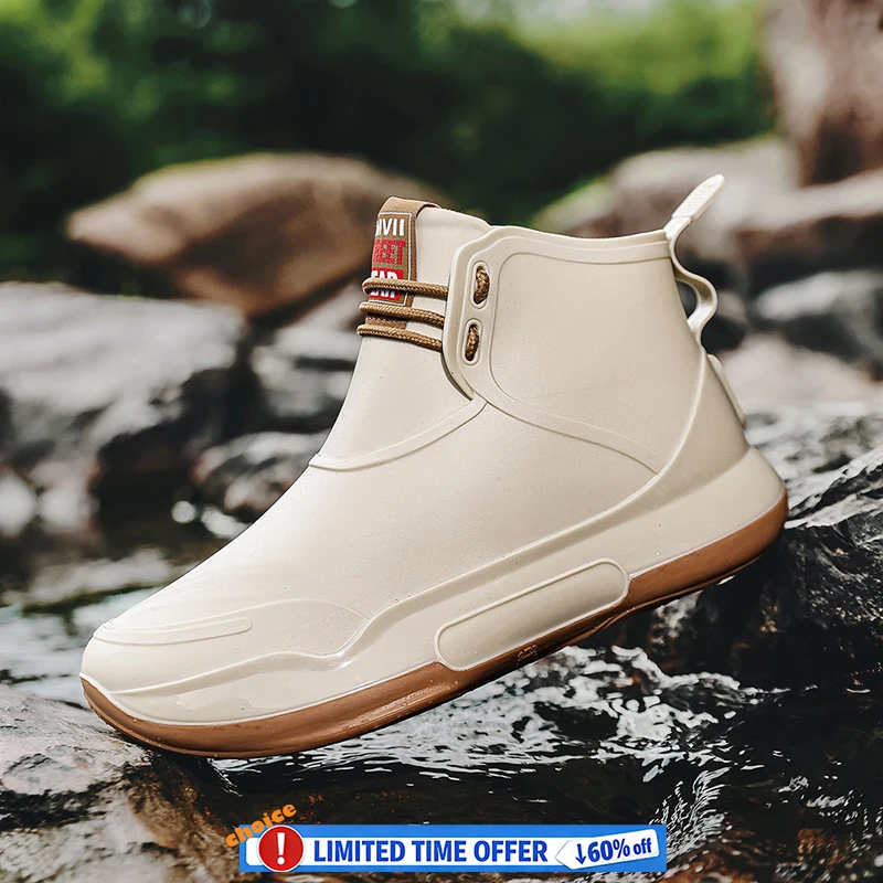 Männer Knöchel Gummi Stiefel Frau Regen Schuhe Wasserdichte Angeln Schuhe Arbeit Garten Kurze Küche Schuhe Mode Nicht-slip Regen stiefel
