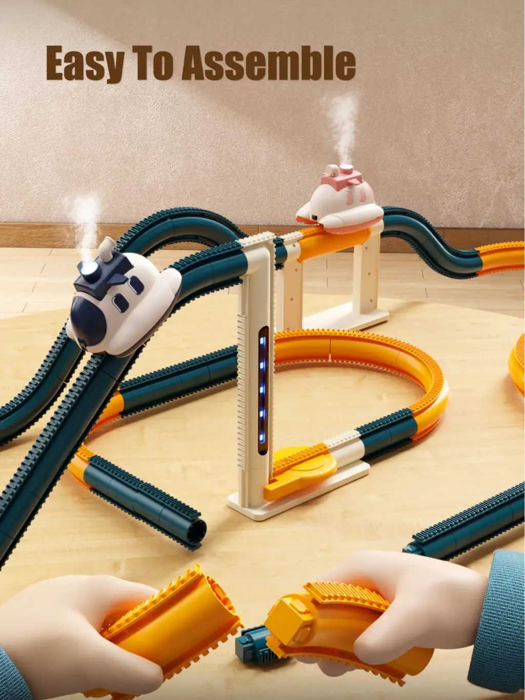 Steam Car Track Assembly Toys Trolley With Steam 360° Flip Rail Lift Track Seesaw Kids Puzzle Playful Toy For Boys Birthday Gif