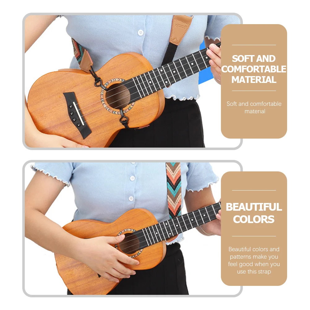 Ukulele Shoulder Strap Leopard Belt No Drill Guitar Instrument Accessories Nylon Double J Hook Ukelele Straps