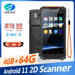 GZQIANJI 4GB/64GB Android 11 Handheld Rungged PDA 1D 2D QR Barcode Reader 4G WiFi BT POS Terminal Data Collector with NFC 2024