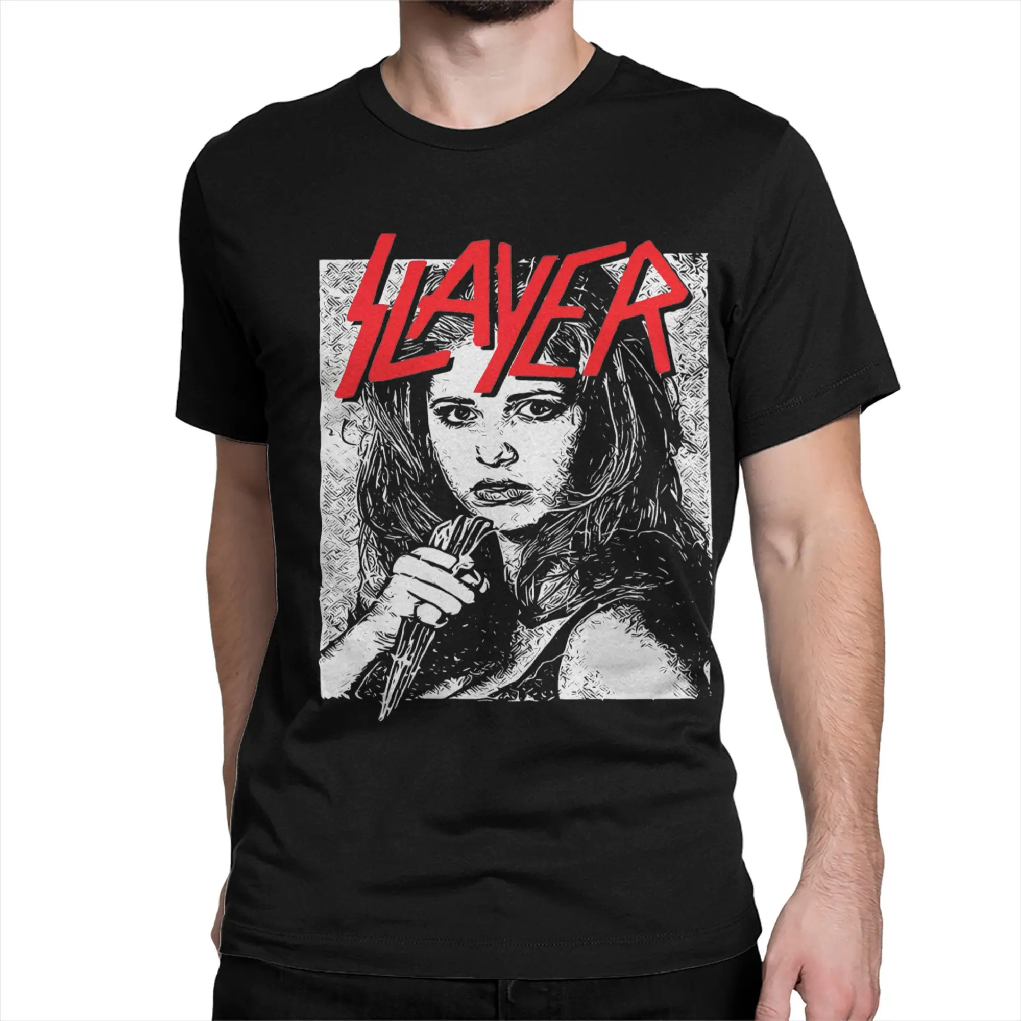 Men Women's T-Shirt Buffy Vampire Metal Mashup Slayer Band Pure Cotton Tee Shirt Short Sleeve  T Shirts O Neck Clothes Plus Size