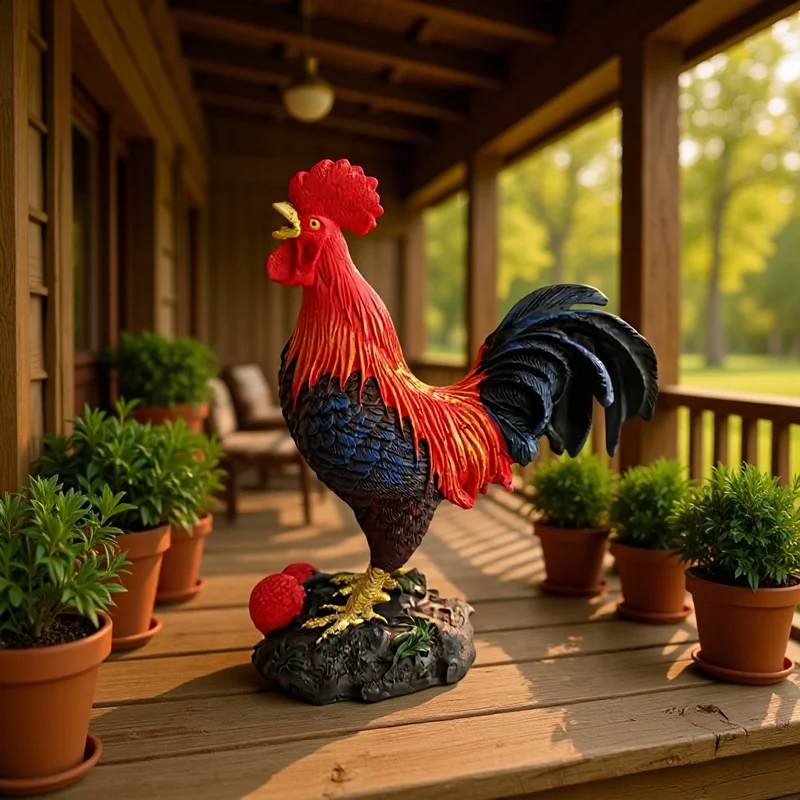 Chinese-style large rooster resin ornament for living room entrance decoration