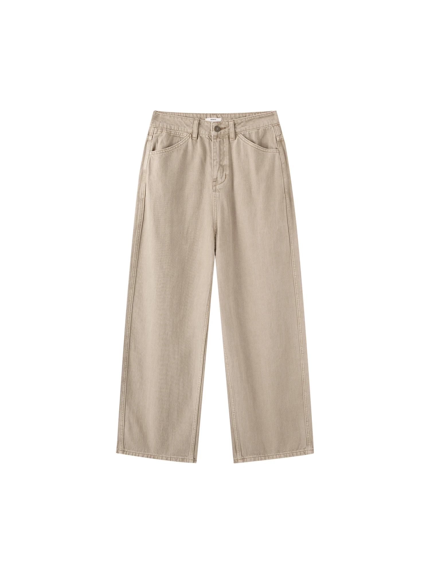 

Джинсы Yescci S5534096 с широкими штанинами, однотонные, с высокой талией, из хлопка, повседневные, на молнии, летние, модные, для молодых женщин