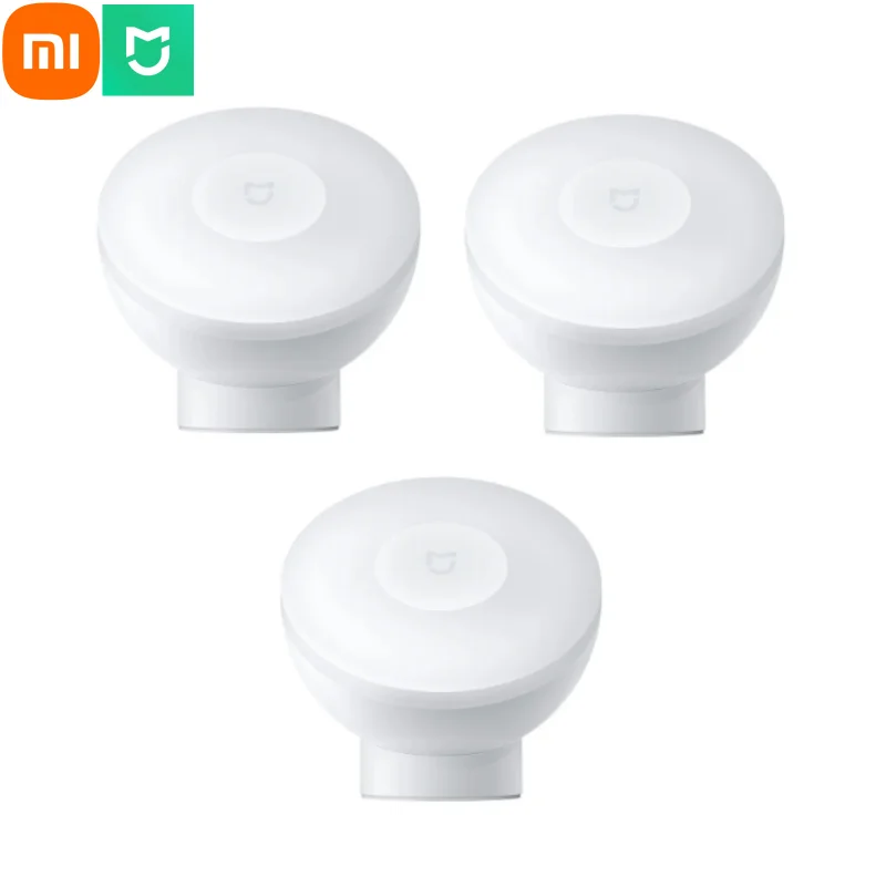 Luce notturna Xiaomi Mijia 2 360 ° Mini lampada da parete a doppio sensore con luce a infrarossi umana magnetica a rotazione 2800K giallo caldo 2 livelli Adju