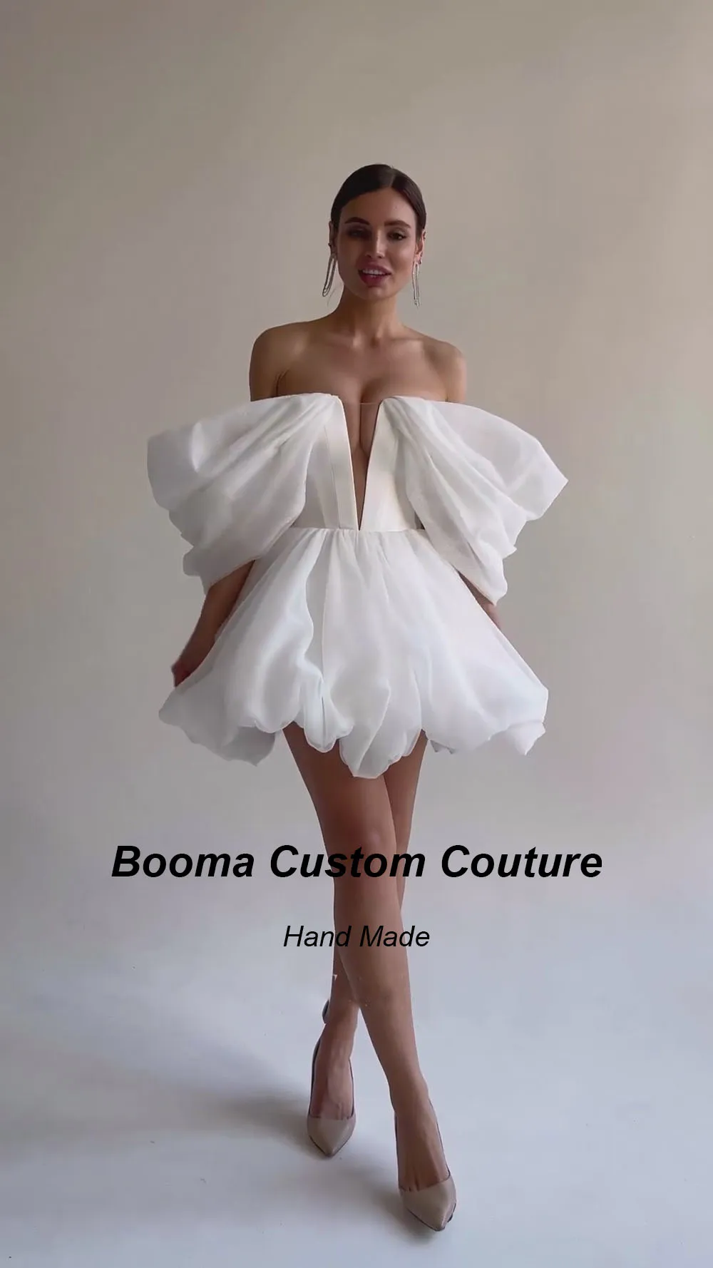 Booma weiß Mini Ballkleider schulter frei Ballkleider Party Ballkleider für Hochzeit Cocktail kleider Vestidos Vestidos Mode