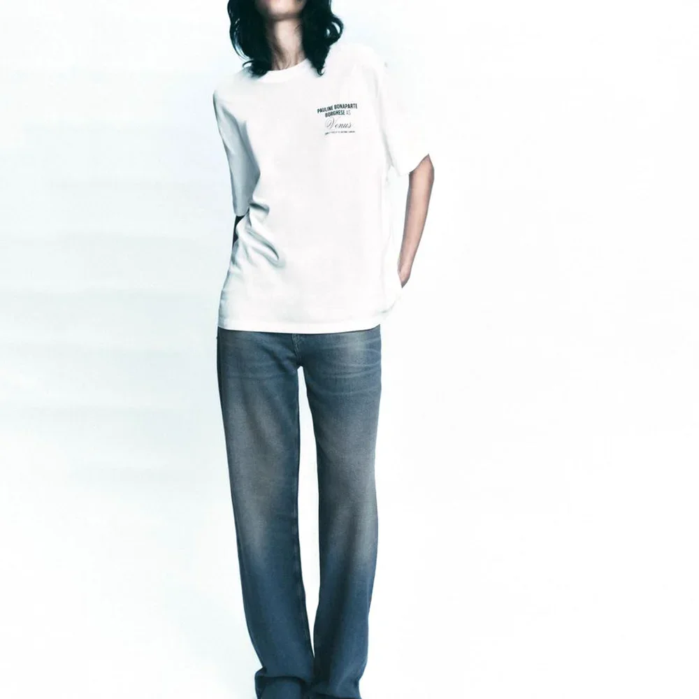 

2024 женская летняя Модная хлопковая Футболка с принтом, Высококачественная футболка с коротким рукавом, футболка