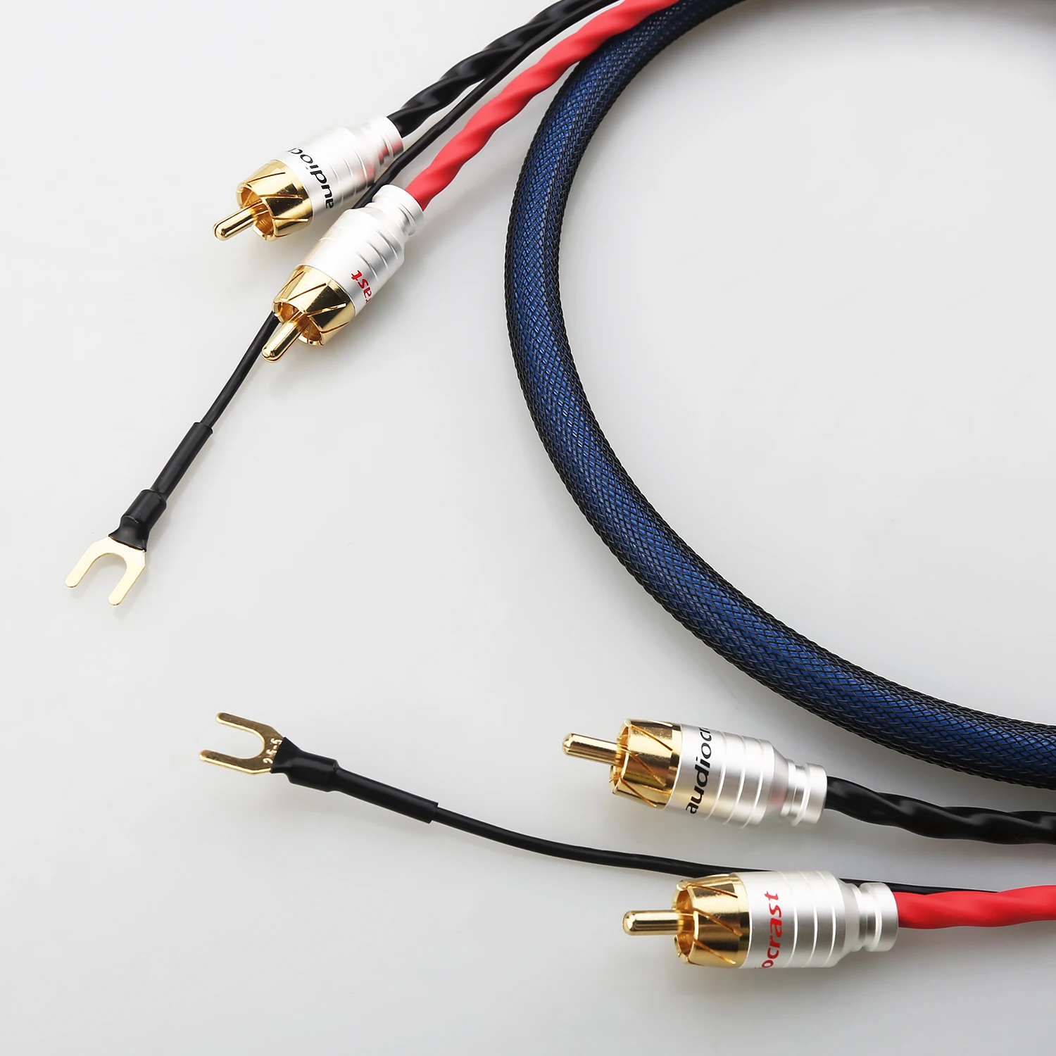 Kabel audio A10 HIFI 2RCA z przewodem uziemiającym, kabel do podłączenia gramofonu, wzmacniacza i obudowy, z pozłacanymi wtykami. — zdjęcie produktu 2