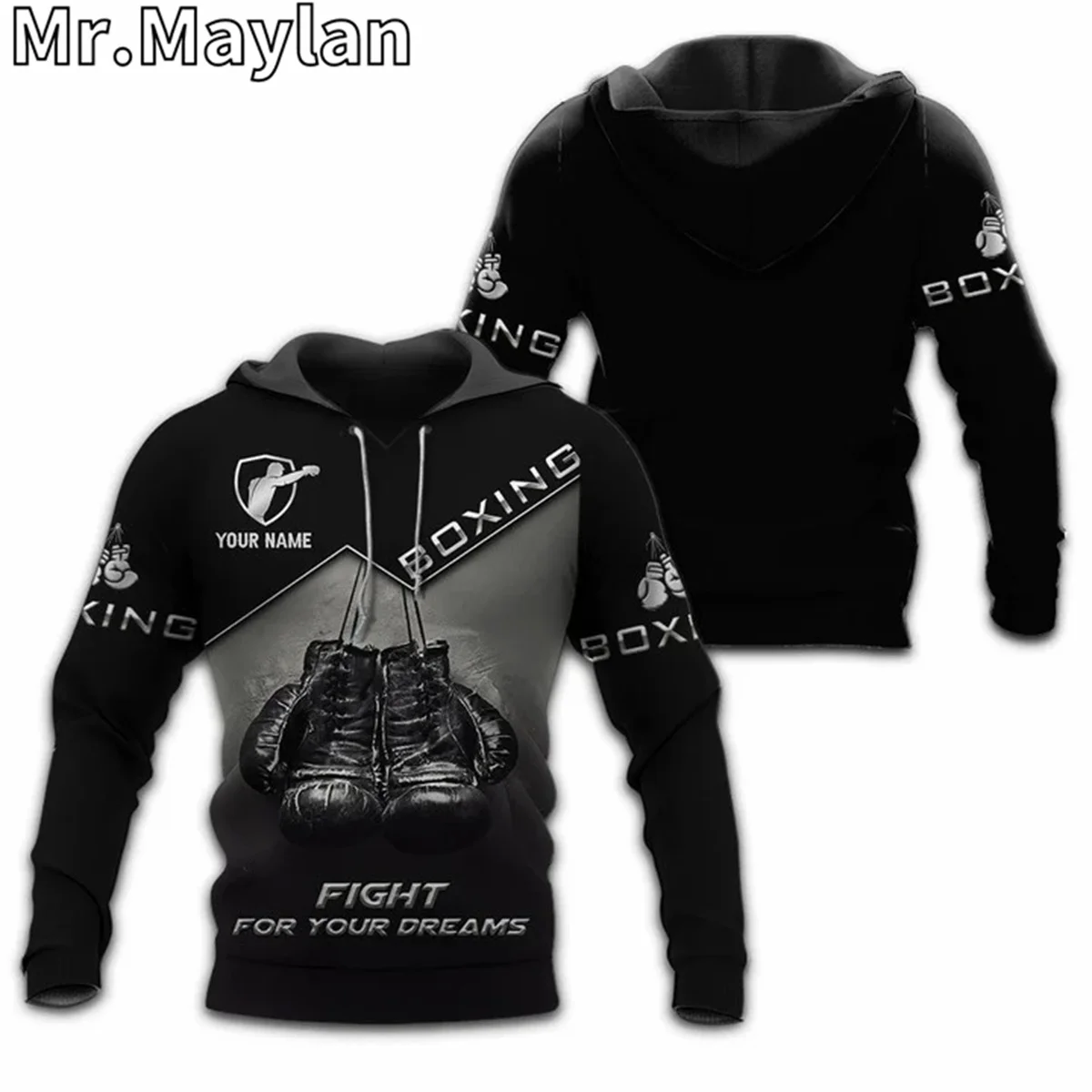 CUSTOM GIFT FOR BOXING LOVERS BLACK 3D Printed Hoodie Men/Women Sweatshirt Streetwear Zip Pullover Casual Jacket Tracksuits-0155