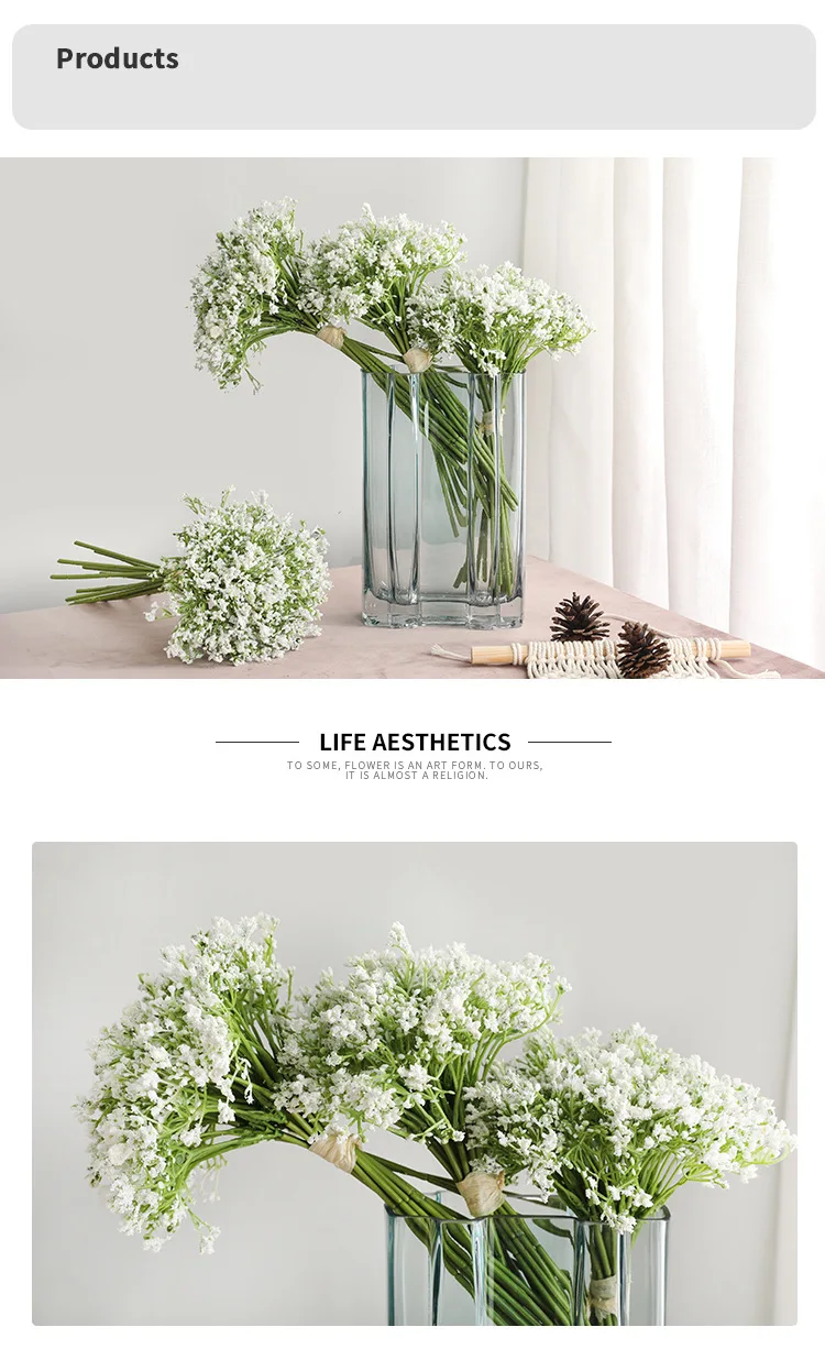 16 Stück künstliche Blumen weiß Gypsophila Hochzeit Brautstrauß Babysbreath künstliche Blumen für Vase Tischdekoration Blumen – Detail 2