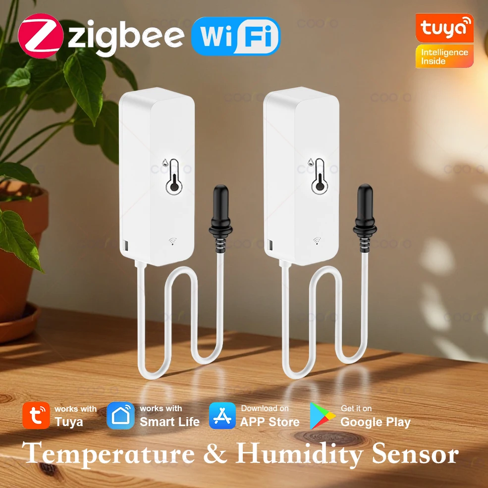 Tuya – capteur de température et d'humidité WiFi/Zigbee, avec sonde externe, pour application Smart Life, Alexa Google Assistant pour aquarium de congélateur