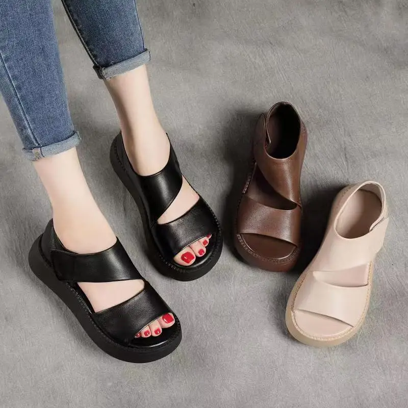 Sandals Women Summer Thick Soled Summer New Female Sandals Fish Mouth Open Toe Breathable Wedge Sandals Sandalias De Mujer