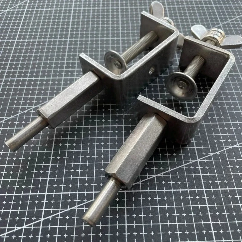 2PCS Stainless Steel Small Desktop Shoemaking Auxiliary Stand  for Insole Sewing, Gluing, Welt Stitching (Clip-on Design)