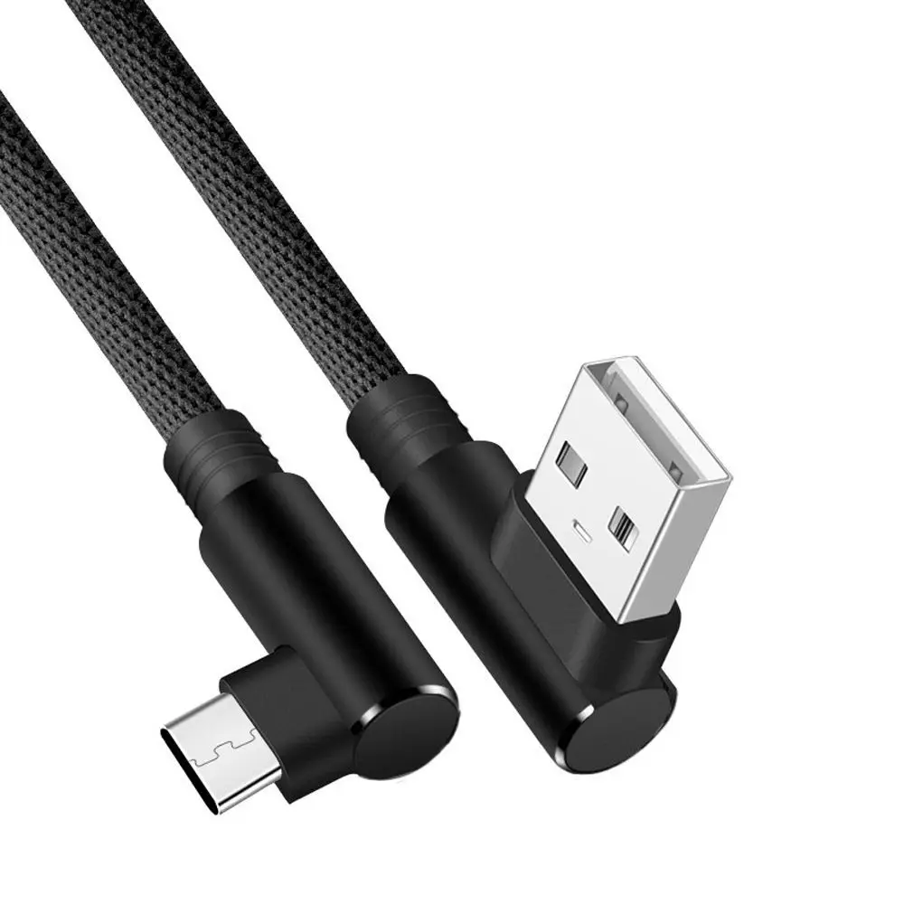 Mobile Accessories USB Cable 2.4A Micro USB Wire 90 Degree Type-C Cord Fast Charging Cable