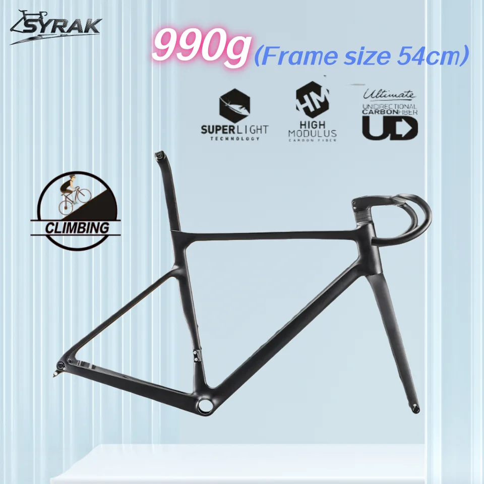 

SYRAK T1100 Lightweight Carbon Road Bike Frame T47 W/UDH Hanger Thru Axle 142*12mm Max Tire 700*38C Disc Brake Bicycle Frame