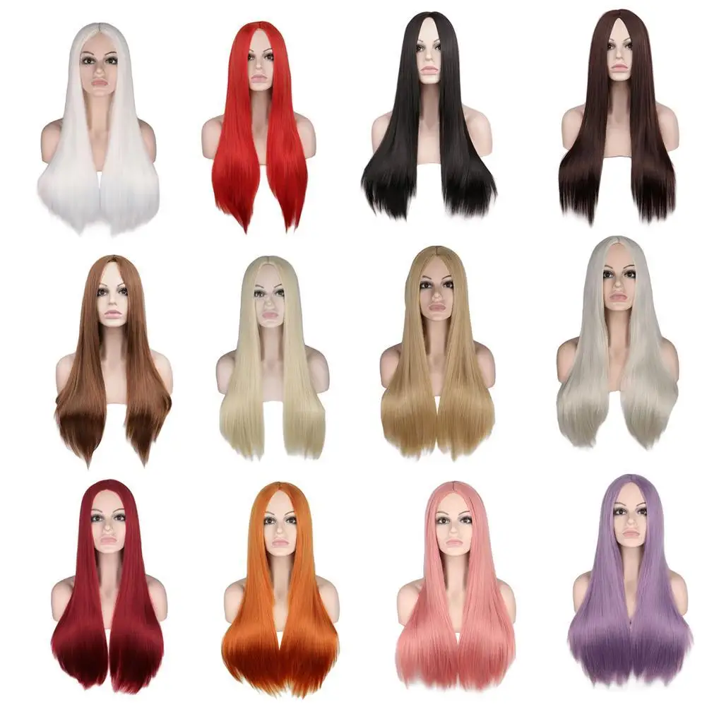 

Synthetic Wig Women's Long Straight Middle Part Wig Cosplay Costume Full Wig Party Wigs Heat Resistant Synthetic Hair