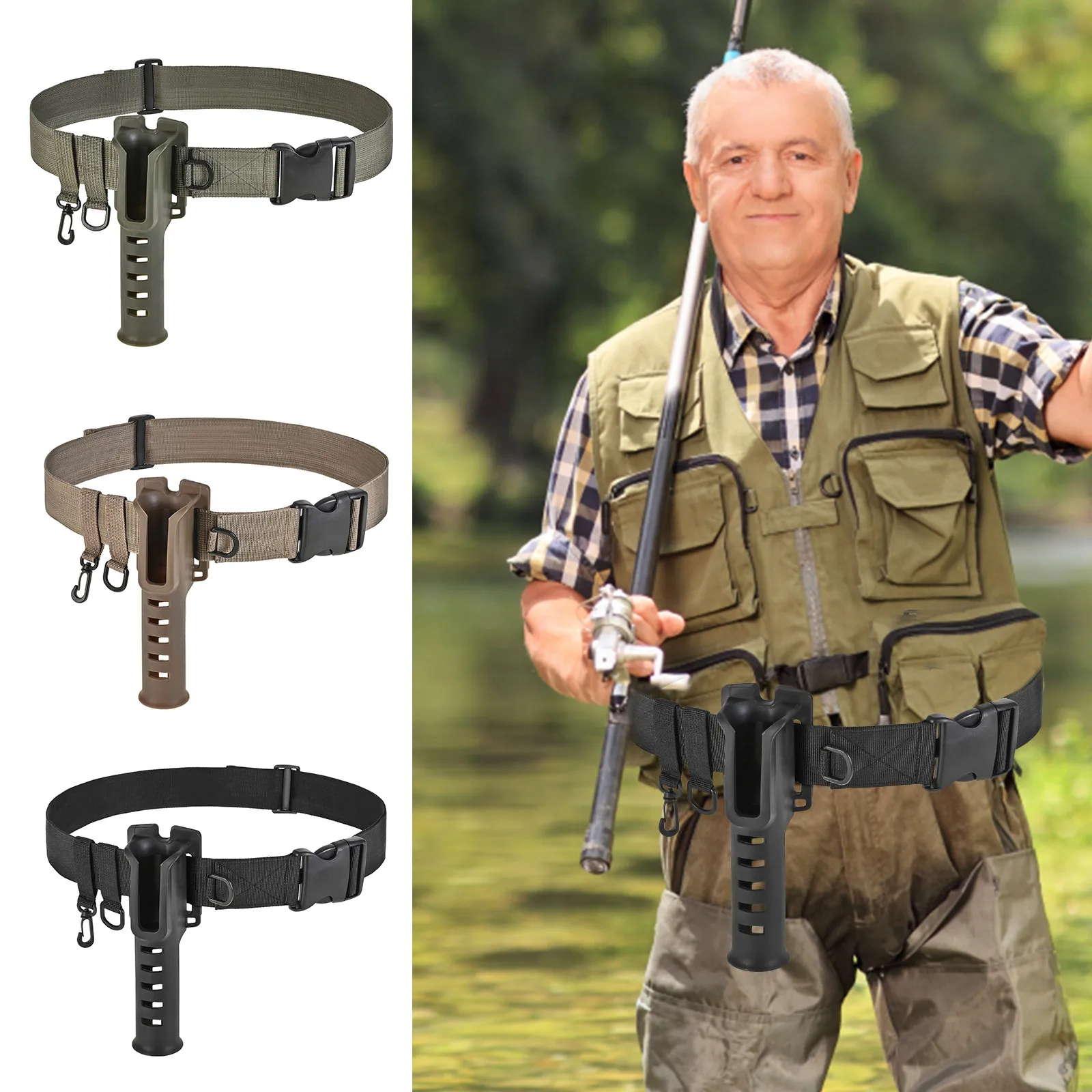 

Fishing Waist Rod Holder Belts Portable Fishing Rod Pole Inserter Adjustable Fishing Rod Bracket Belt Spinning Casting Reel