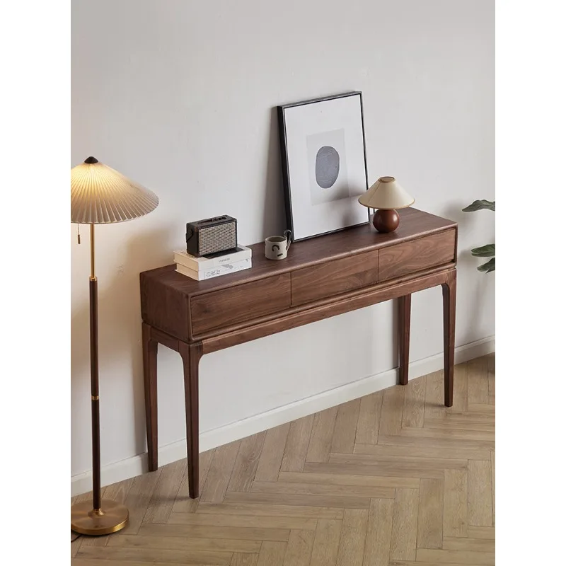 Entryway black walnut entryway table storage cabinet, aisle sideboard, long table table, high leg cabinet
