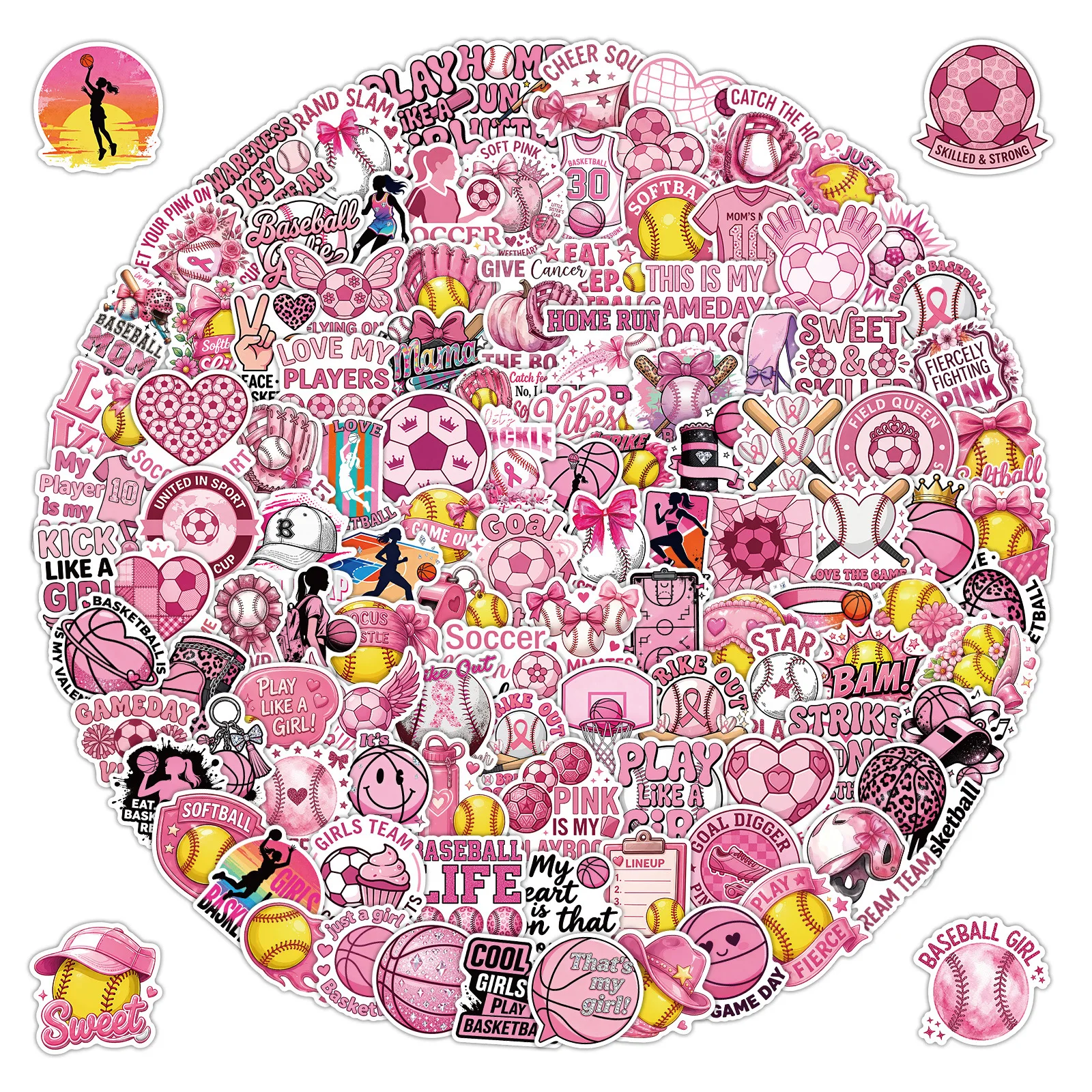 50-200PCS Cartoon Colorful Pink Graffiti Stickers Inspirational DIY Computer Phone Cases Stationery Waterproof English Stickers