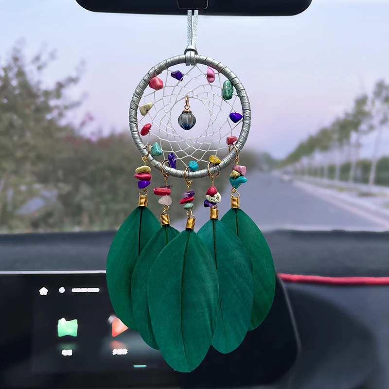 Creative Dream Catcher Wind Chime Hand-woven Feather Car Pendant Bedroom Curtain Hanging Ornaments Festival Gift Home Decoration
