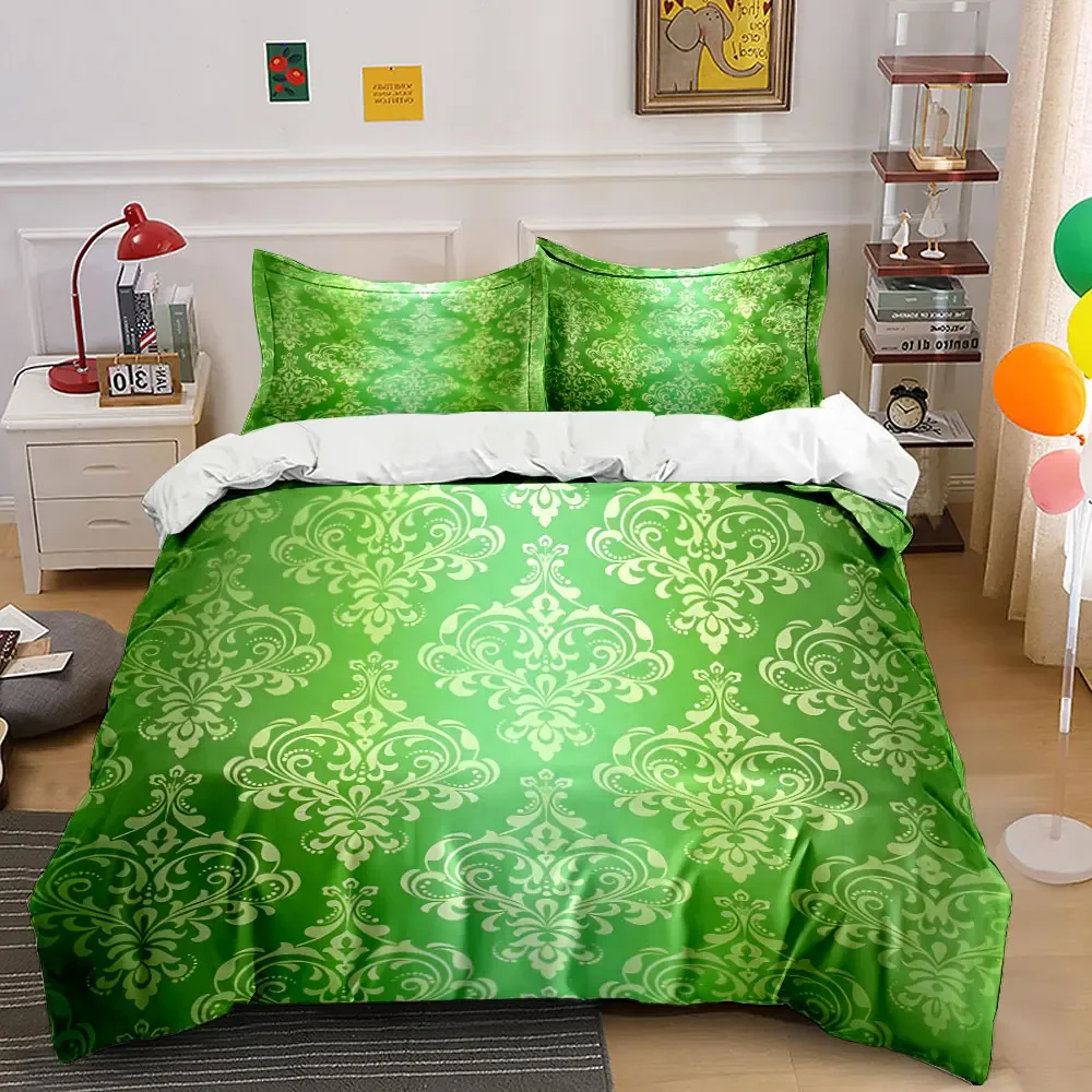 "Elegant Green Floral Decoration Set" Soft Comfortable Duvet Cover Bedding Set Included 1*Duvet Cover & 2*Pillowcases, gift