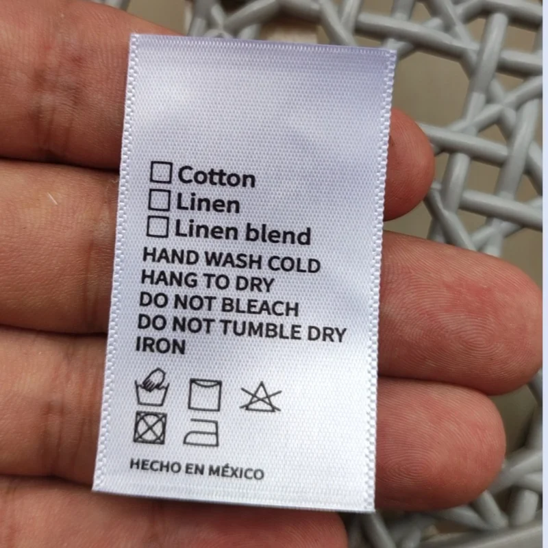 silk dress care label Wash Instruction Clothing Care Labels Black or White Print 50pcs 100% Silk