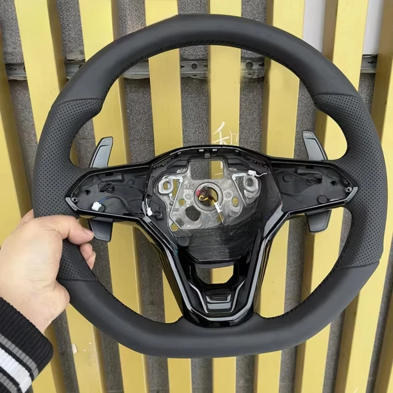 For Ford Mustang 2015-2023 GT350 GT500 Upgraded Car Steering Wheel New Leather Perforated Design