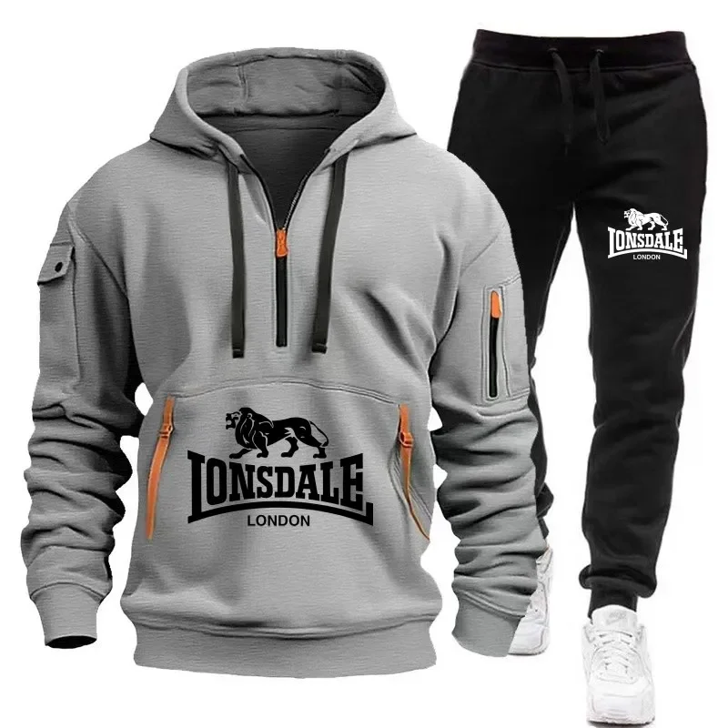 Winter new men's fashion high quality printed sports hooded suit casual jogging long sleeve sports hoodie + pants 2 sets